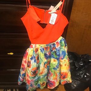 Orange floral dress Size S ..